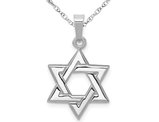 14K White Gold Polished Star Of David Pendant Necklace with Chain